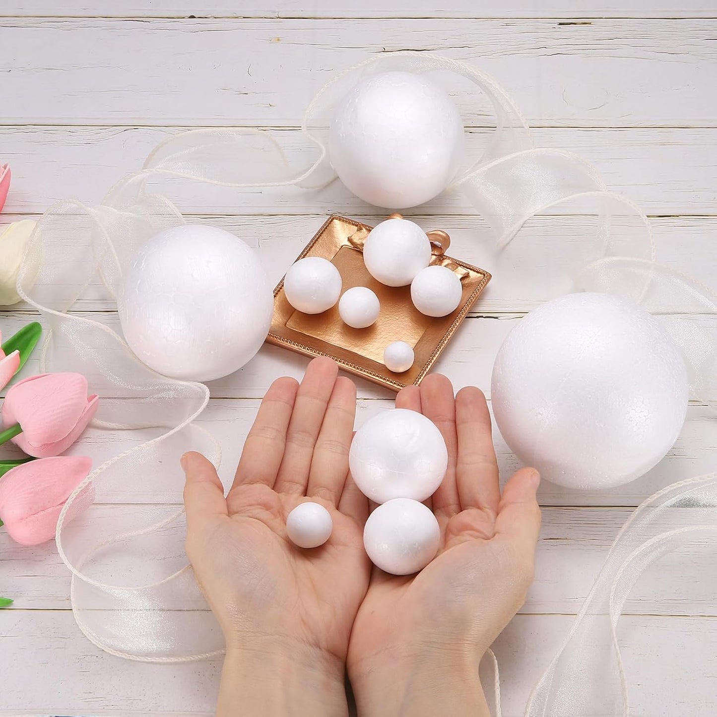 uxcell 15 Pcs White Foam Balls, 1.8 Inch Polystyrene Craft Foam Balls Solid Round Ball for Art, Household, DIY, Party Decorations