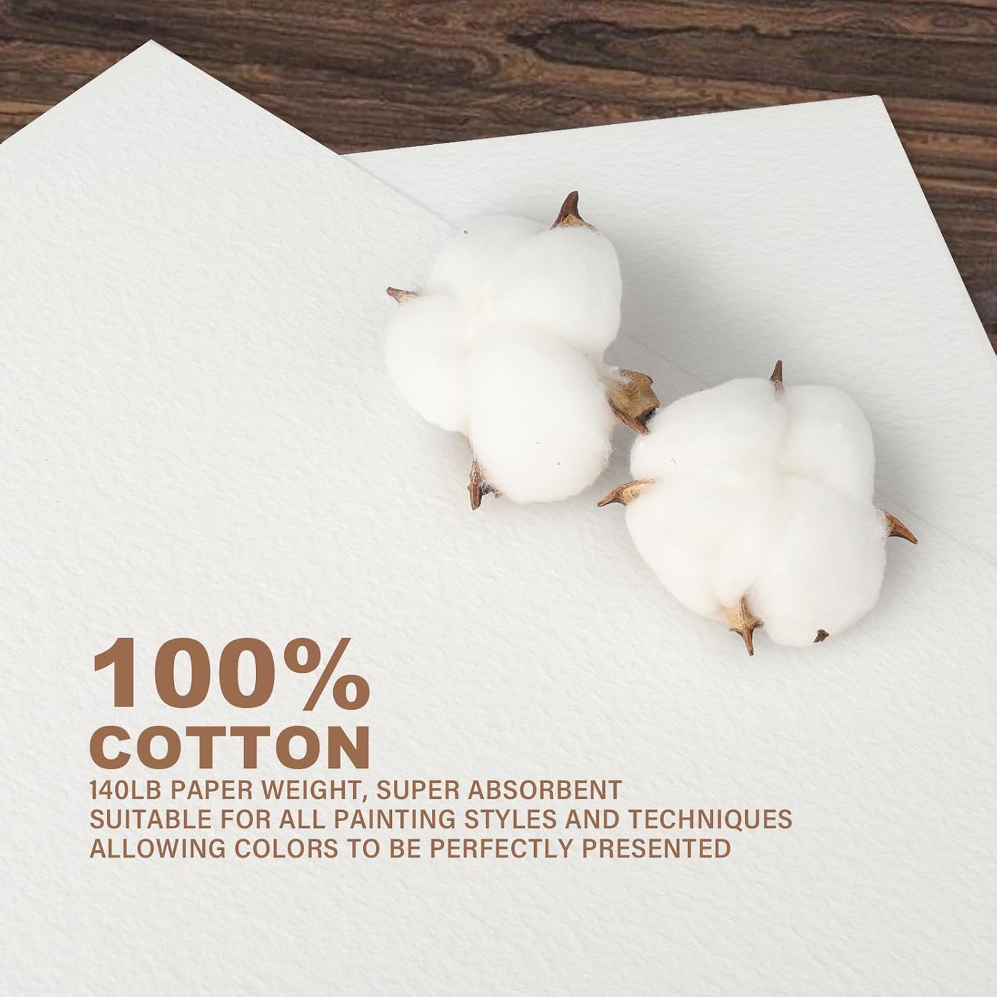 KIWIHUB Watercolor Paper Pad, 9 x 12 in, 100% Cotton, 140lb Medium Rough Artist Painting Drawing Paper Book, Art Supplies for Adults Kids, Watercolors