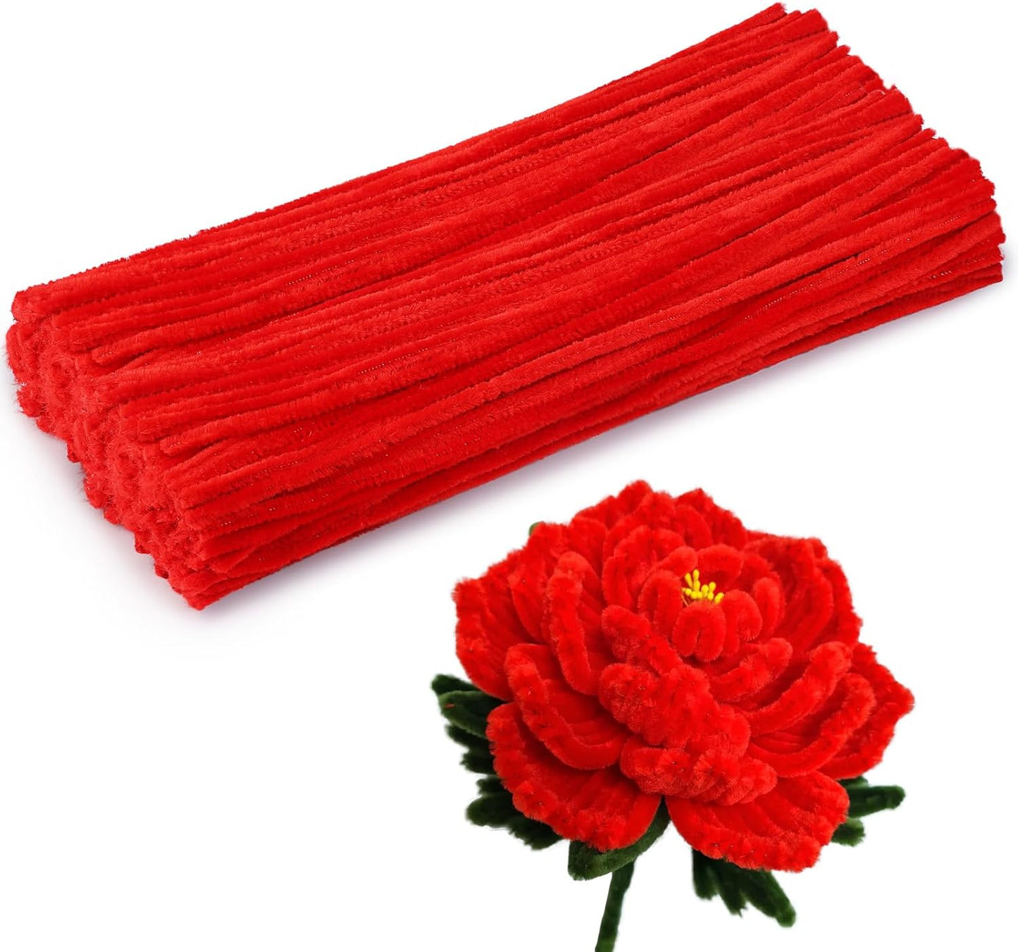 120 Pieces Pipe Chenille Stems, Red Chenille Stems Pipe Cleaners Pipe Cleaners DIY Projects Creative Crafts for Beginner Washington's Birthday Decorations (5 mm x 12 Inch)