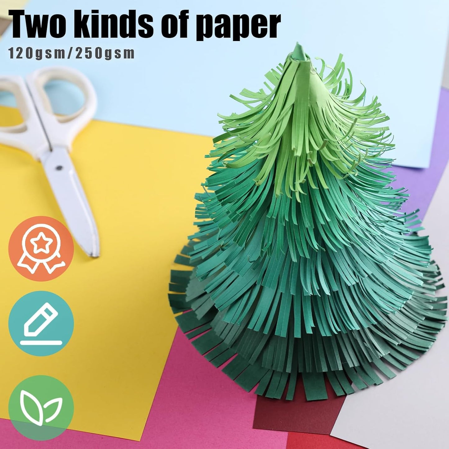 Koogel Colored Cardstock Paper, Includes 40 Sheets 120gsm and 10 Sheets 250gsm Construction Paper for DIY Crafts Scrapbook, Back to School Supplies