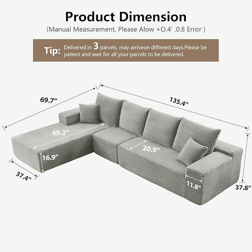 135" Cloud Sectional Couch - Image 2