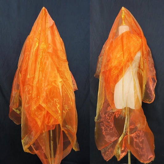 Two-Tone Iridescent Holographic Organza Fabric - 11 Yards | Lightweight Sheer Gauze Voile Tulle | for Dresses, Party Decor, DIY Crafts, Shiny Backdrops(Red and Yellow)