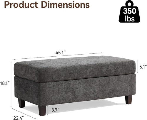 45 Inch Large Storage Ottoman Bench - Image 2