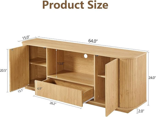 64" Fluted TV Stand for TVs up to 75 inch, Entertainment Center - Image 2