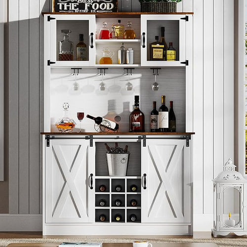4ever2buy Farmhouse Coffee Bar Cabinet by 4ever2buy
