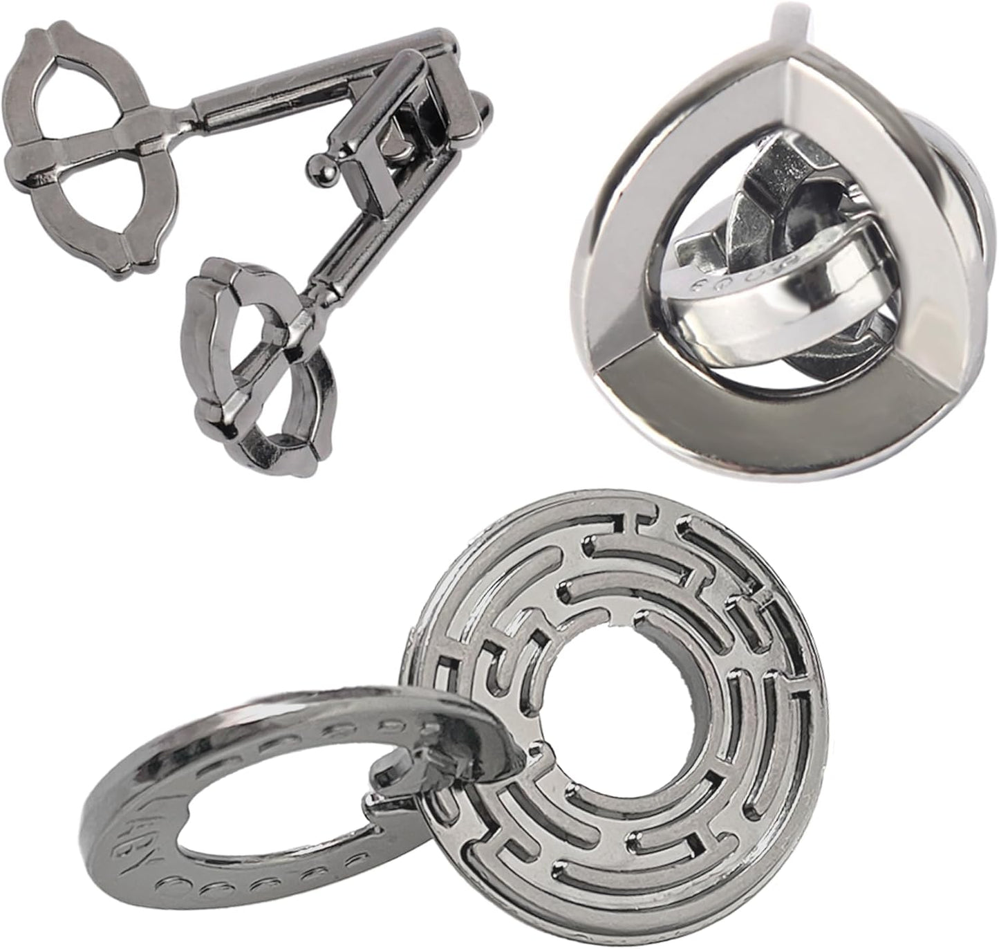 Metal Brain Teasers Puzzles 3PCS Unlock Interlocking Puzzles IQ Logic Test Disentanglement Educational Toy for Kids Adults