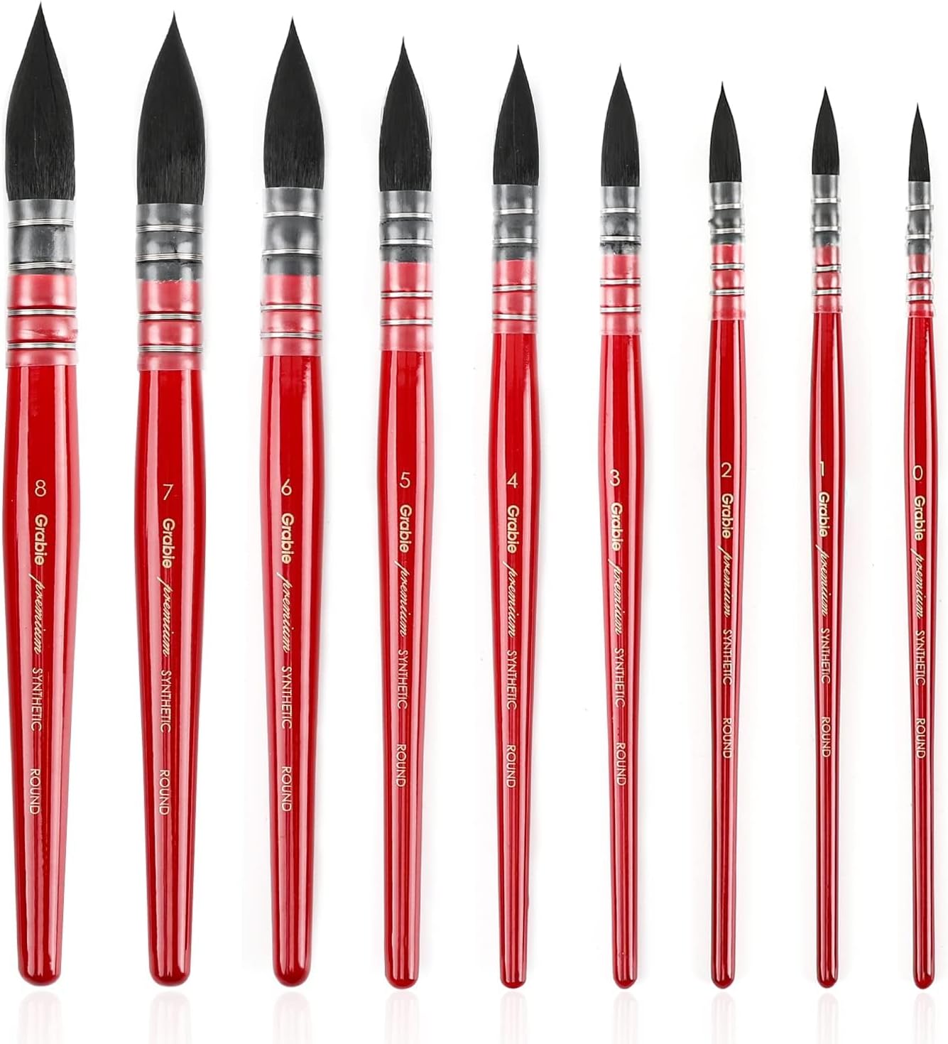 Grabie Professional Watercolor Paint Brushes, 9 Pcs Synthetic Squirrel Hair Mop Paintbrushes, Art Supplies for Painting, Great Watercolor Brushes for Artists, Amateur Hobbyists and Painting Lovers