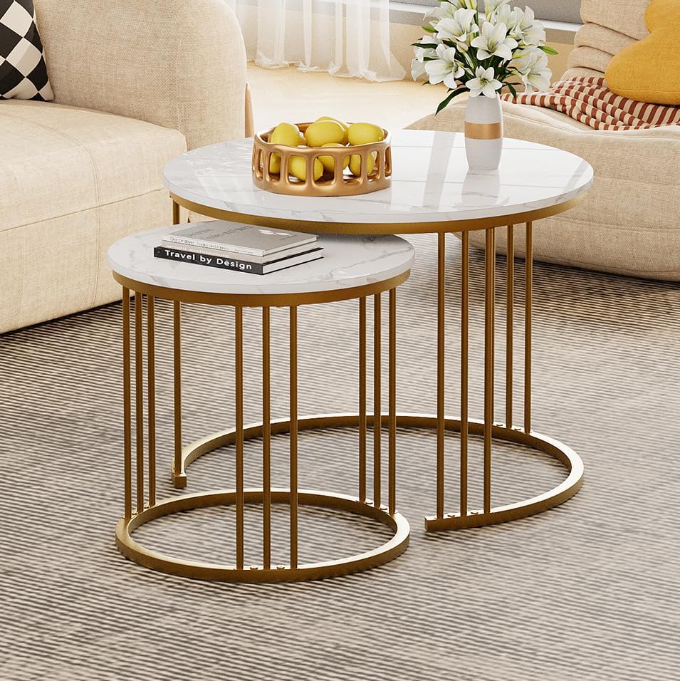 Garden 4 you Coffee Table Faux Marble Nesting Table - Image 2