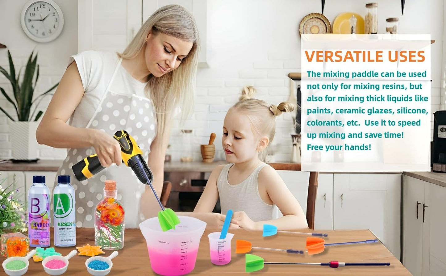 3 Sizes/6 Pack Paint Mixer,11.8 Inch, 1 Gallon Paint Mixer for Drill, Resin Mixer, Epoxy Mixer, Paint Stirrer for Drill, Drill Mixer Attachment, Epoxy Resin Mixer, Drill Paint Mixer