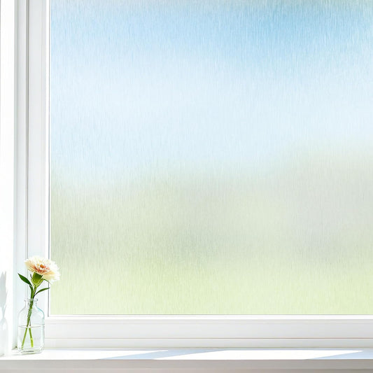 Borsky Frosted Glass Window Film - Static Cling, 96% UV Blocking Non-Adhesive Privacy Window Film, Removable Window Cling with Day & Night Privacy for Bathroom Home Office, 45.2 x 314.9 Inches, Pure