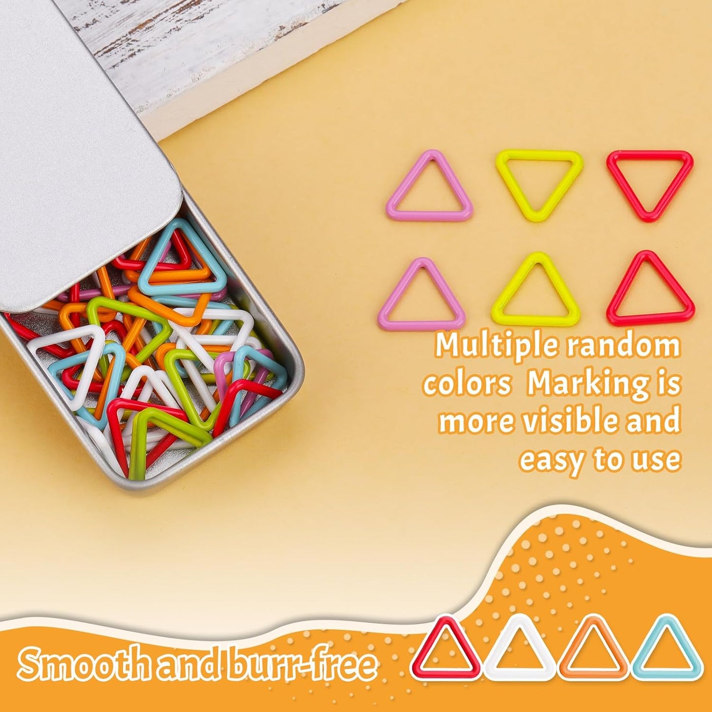 Jmuiiu Triangle Metal Stitch Markers, 50Pcs Metal Colorful Crochet Stitch Markers for Knitting Crocheting Clothing Tag Diy Craft Project with Storage Box