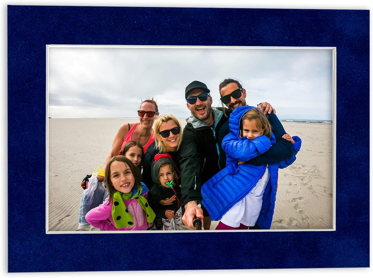 8.5x11 Mat Bevel Cut for 7x9 Photos - Acid Free Brooke Blue Suede Precut Matboard - For Pictures, Photos, Framing - 4-ply Thickness