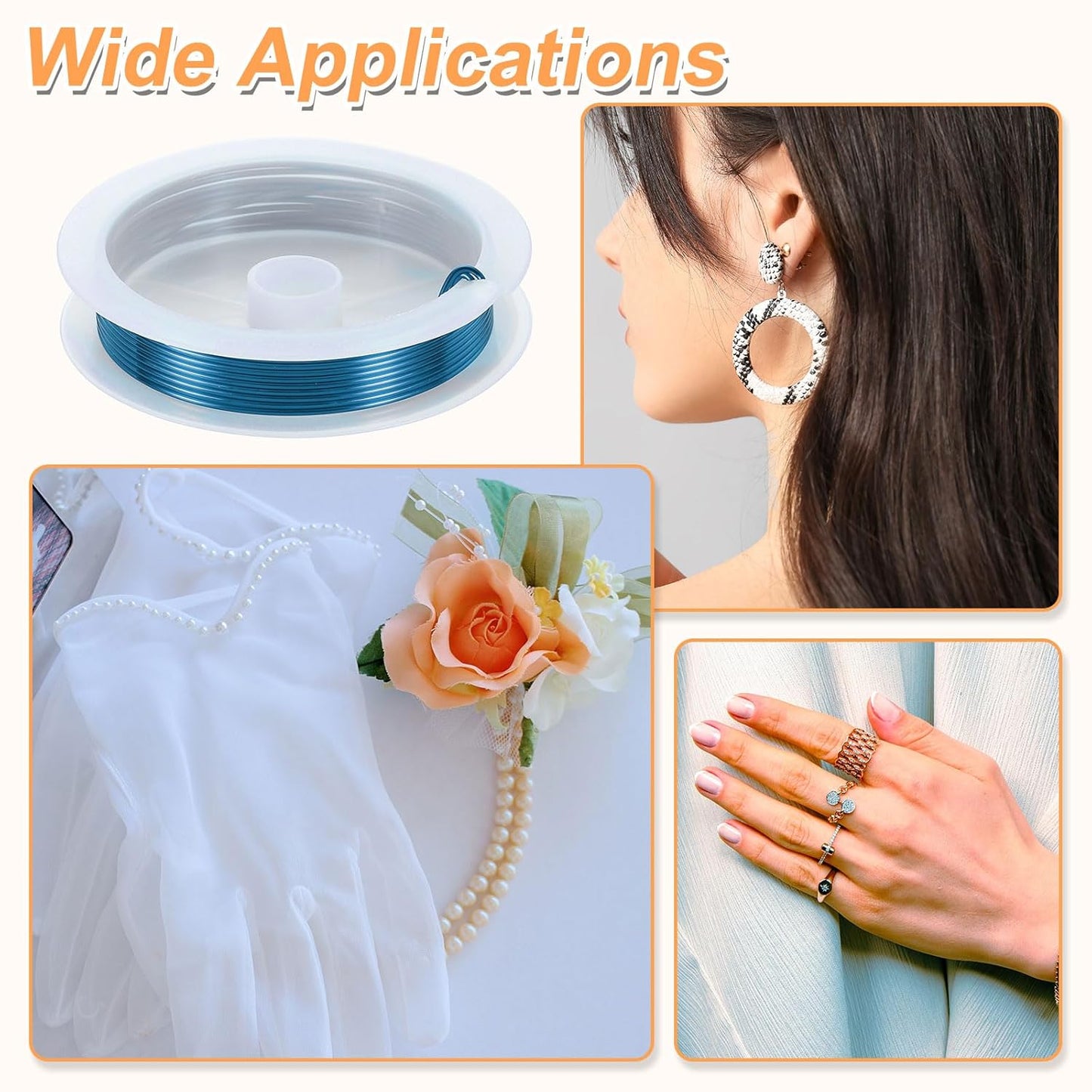 HARFINGTON 5ft Jewelry Wire, 18 Gauge (1mm) Brass Craft Soft Metal Tarnish Resistant Copper Beading Wire for Jewelry Making Supplies Crafting, Blue