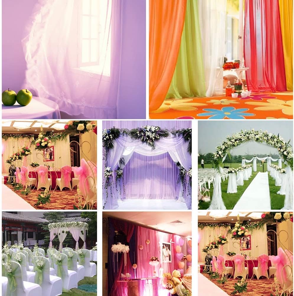 Crystal Organza Tulle Sheer Fabric Backdrop Curtains for Wedding Baby Shower Birthday Party Event Decor, 19” by 30 Yard (Green)