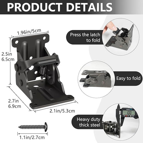 4 Pack Folding Brackets, Self-Lock Hinge - Image 2