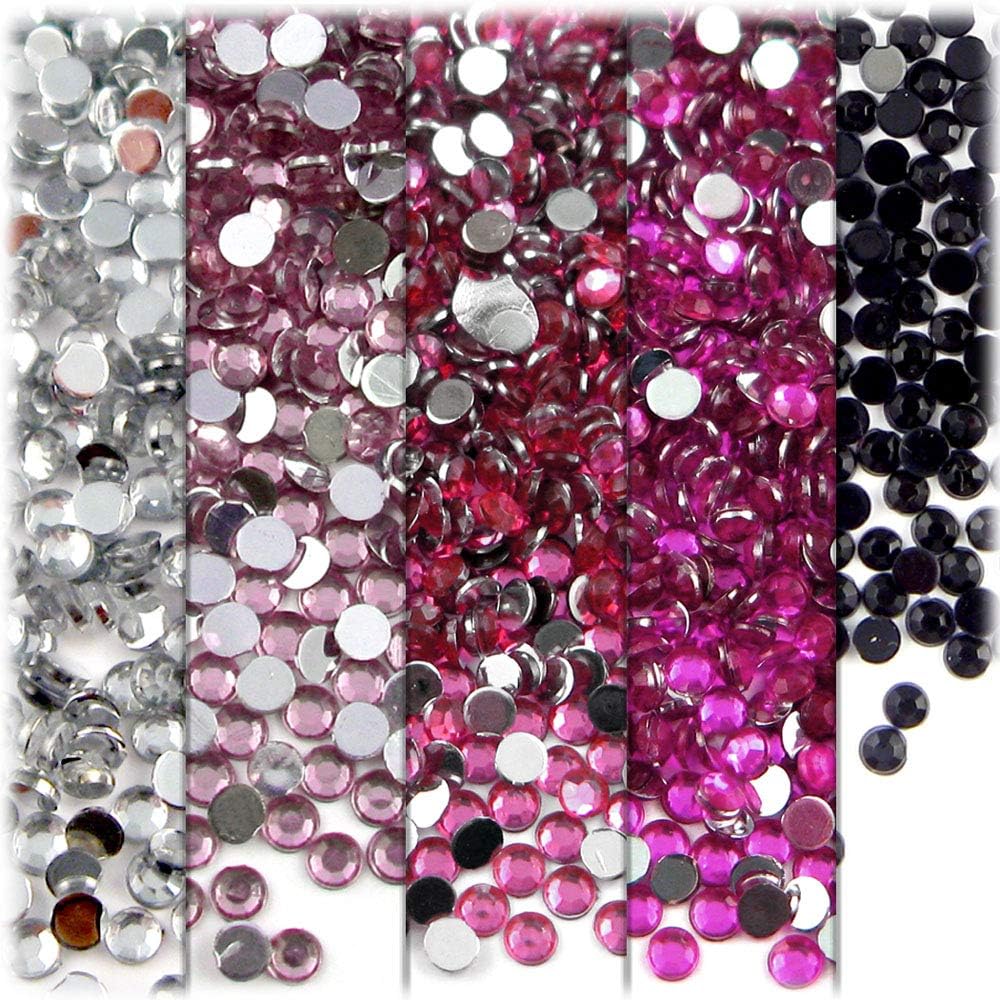 The Crafts Outlet 5-PK Set (7,200-Piece), Round 3mm Rhinestones, Flatback, Red Tones 2