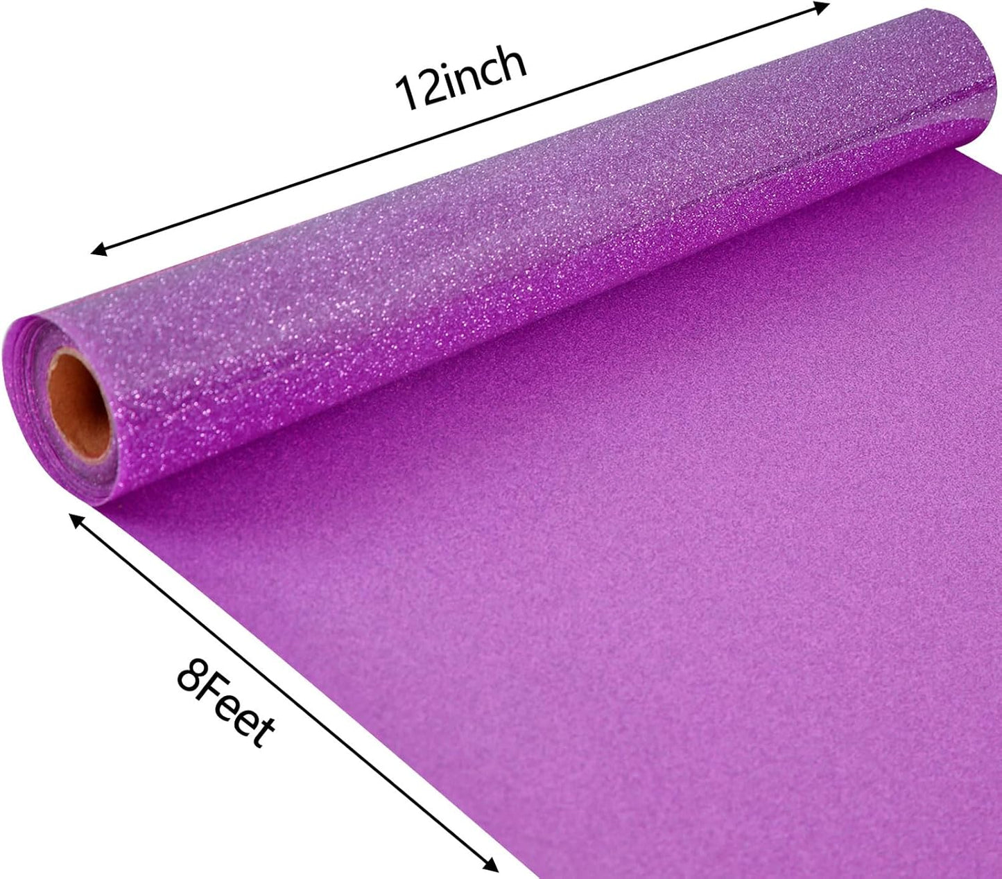 FUNKAKA Glitter Purple Pink HTV Heat Transfer Vinyl Rolls, 12" x 8ft PU Iron on Vinyl for T-Shirt Purple Pink Glitter HTV Vinyl for All Cutter Machines Easy to Cut & Weed for Heat Vinyl Design