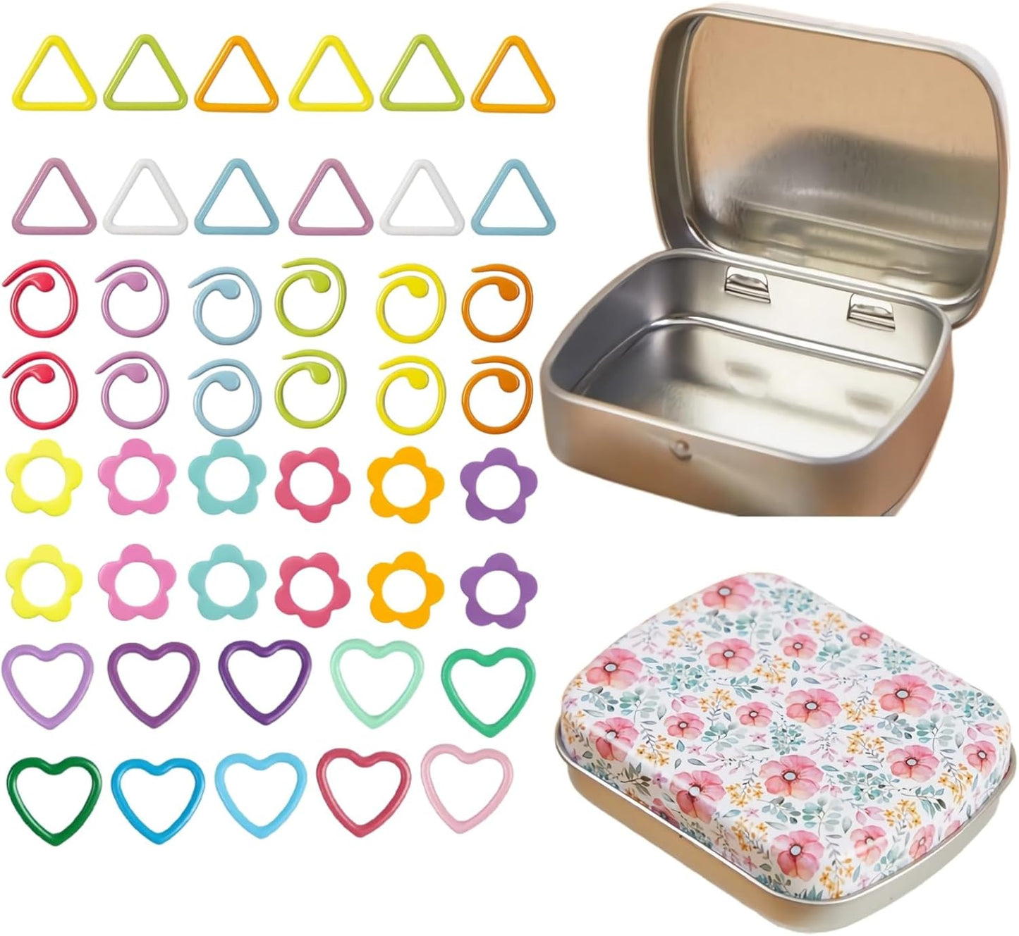 Hilsayum 80Pcs Knitting Stitch Markers 4 Shapes Colorful Crochet Stitch Markers with Box for Crocheting and Knitting,