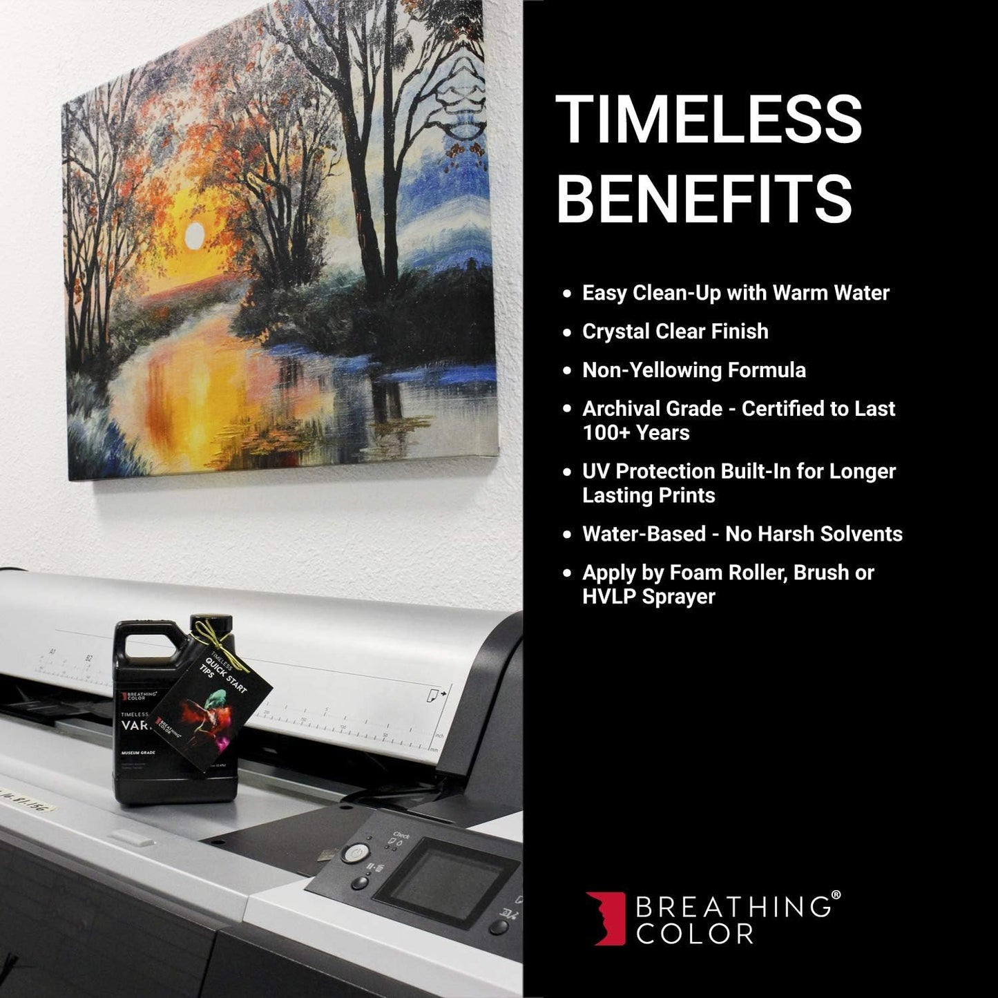 Breathing Color Timeless Archival Print Varnish - 1 Pint, Matte Finish, Premium Canvas Coating, Water Based UV Protection, No Glare Finish, 100+ Years Certified Archival