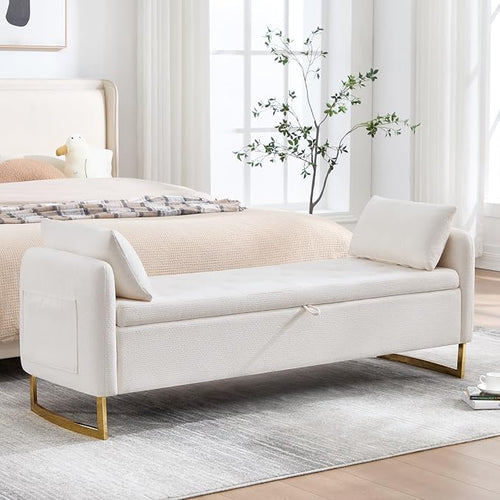 65" Storage Ottoman Bench, Storage Bench by HOMYKA