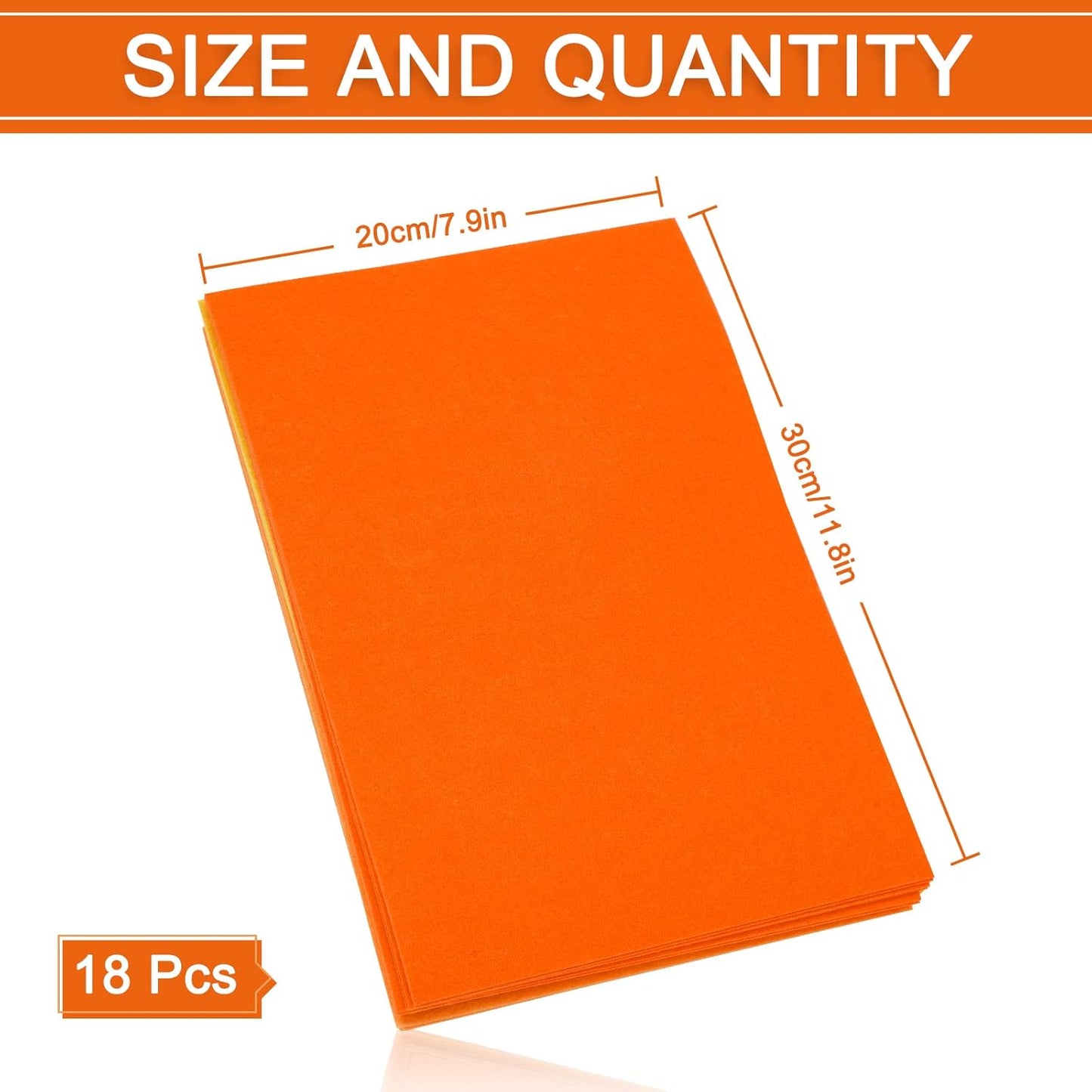 Whaline 18Pcs Fall Felt Fabric Sheets Soft Thick Assorted Autumn Thanksgiving Orange Craft Felt Pack for DIY Craft Sewing Patchwork Art Projects, 3 Colors, 7.9 x 11.8 Inch