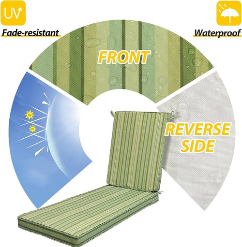 AAAAAcessories Outdoor Chaise Lounge Cushions, Fade-Resistant, Waterproof Patio - Image 2