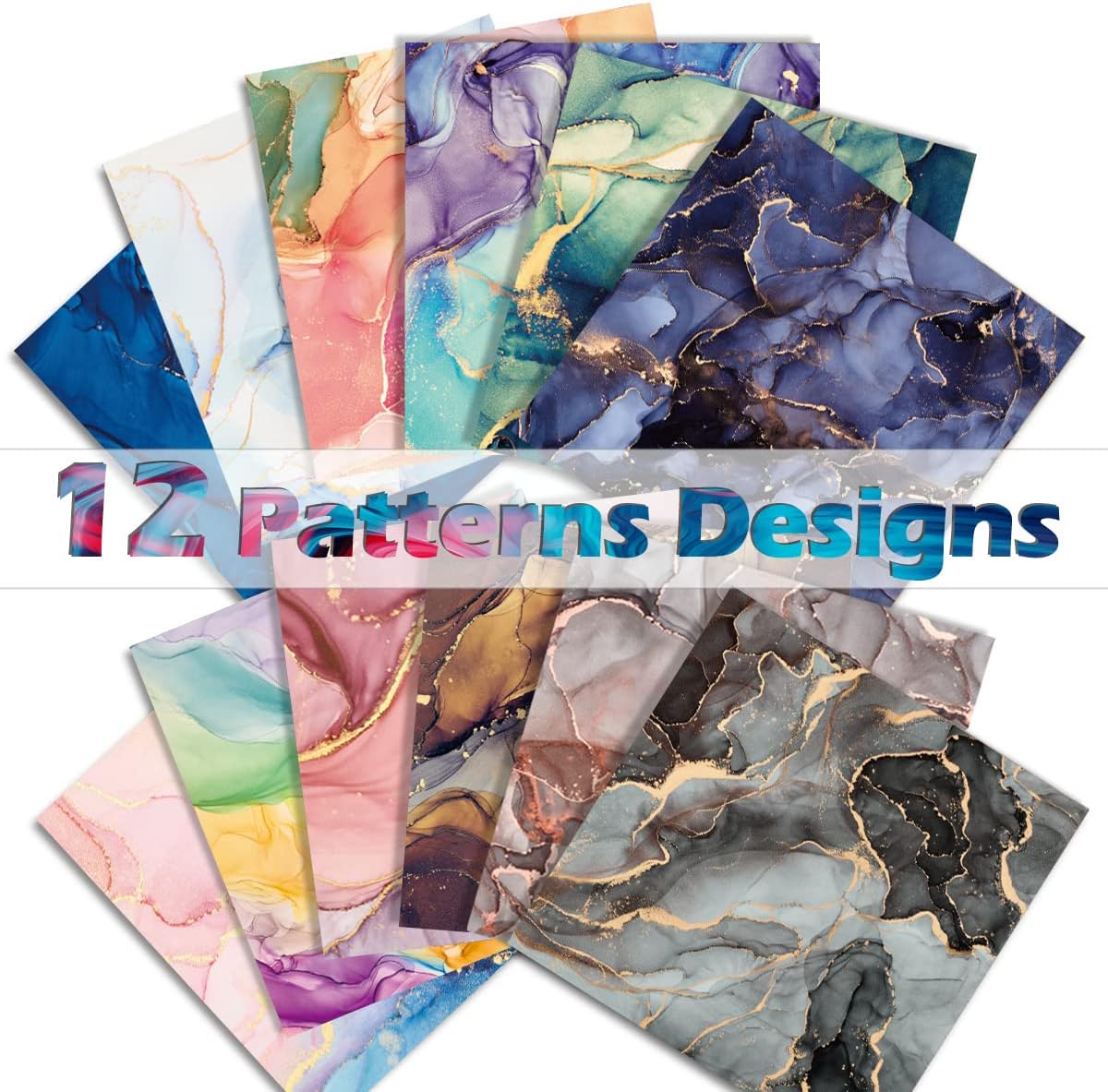 YASMEN Single-Sided Scrapbook Paper Pad, Marble Pattern Bronzing Cardstock, 6"6" Designer Themed Art Kits, Bullet Junk Journal Craft Decopodge - 24 Sheets