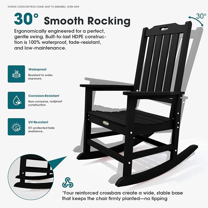 THOEOE Oversized Rocking Chair Set of 2, Outdoor Rocking Chair - Image 3