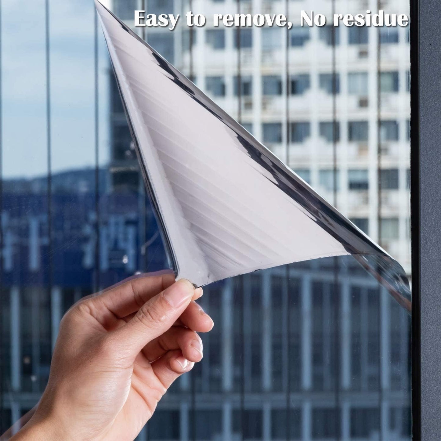 Niviy One Way Window Film Daytime Privacy Mirror Effect Reflective Window Tint for Home Self Adhesive UV Sun Blocking Heat Control Glass Door Films 41.2 x 78.7 inches Silver