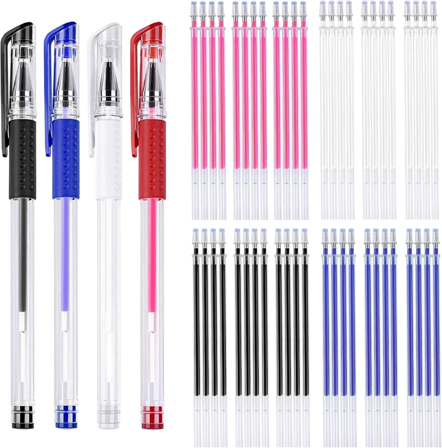 JANYUN 4 Pieces Heat Erasable Pens for Fabric with 28 Refills Fabric Marking Pens Fabric Markers for Quilting Sewing DIY Dressmaking Fabrics Tailors Chalk(32)