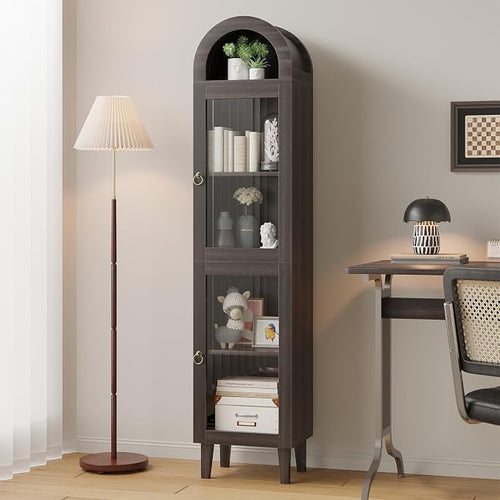 71" Tall Arched Cabinet with Acrylic Door, Modern Curio Arched Bookcase with by WelcometoIABIFO