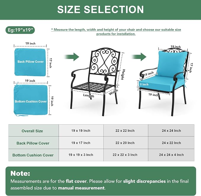 Summsun Outdoor Chair Cushions Set of 2, Waterproof Backrest and Seat Cushion - Image 7
