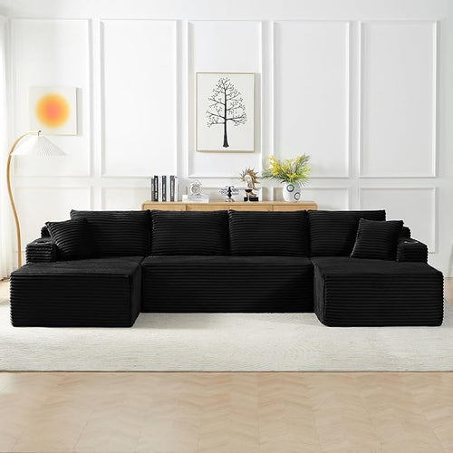 134 Inch Modular Sectional Sleeper Sofa, Boneless Cloud Couch by HANXIN