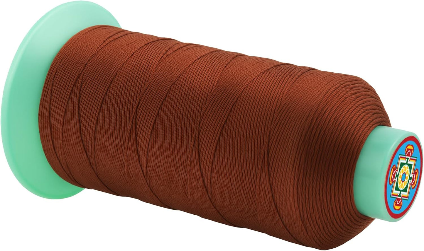 Mandala Crafts Size 138 420D T135 Bonded Nylon Thread Copper Brown Heavy Duty Sewing Threads - 1250 YDs Tex 135 Thread for Leather, Jeans, Weaving, Outdoor Marine Upholstery Threads