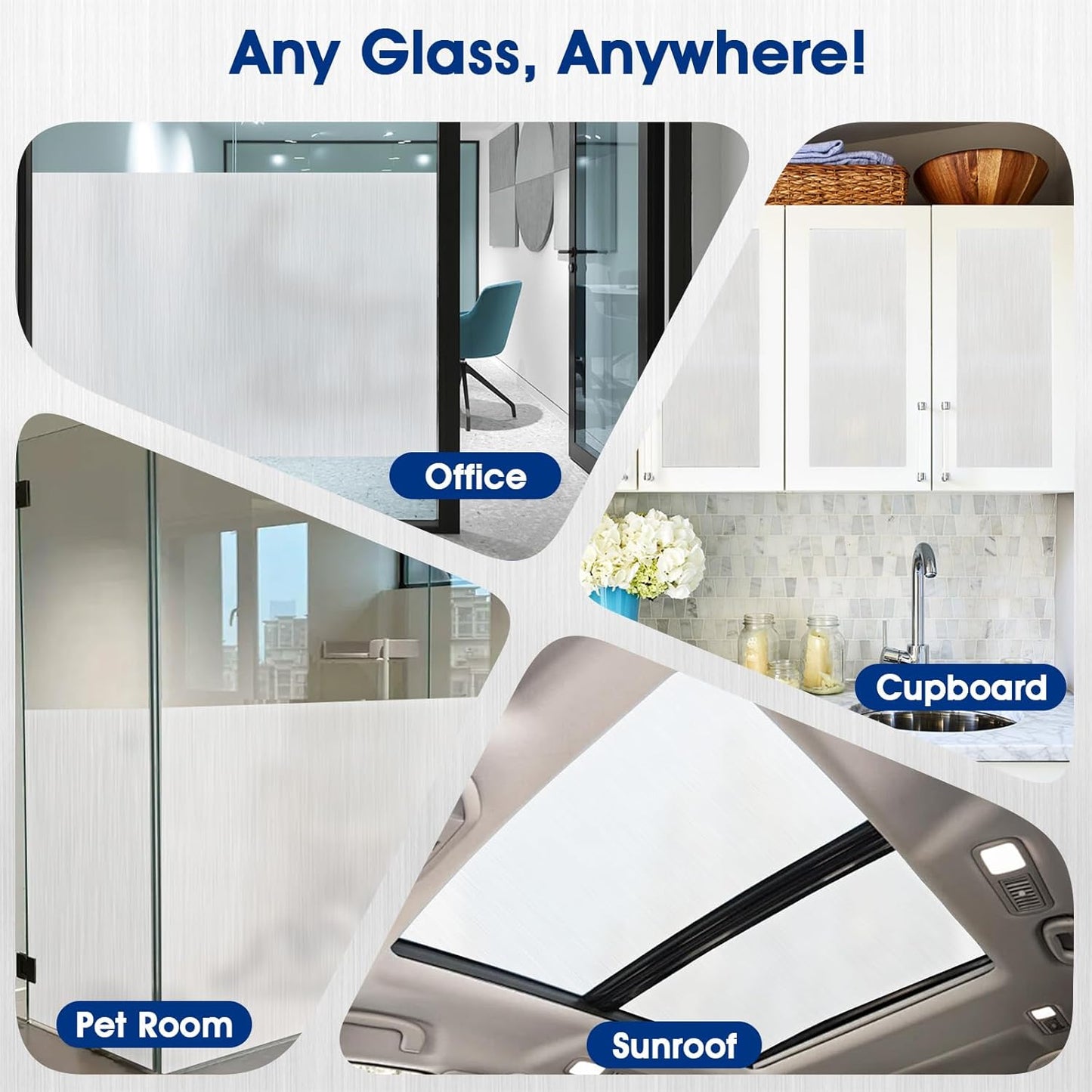 Privacy Window Film Static Cling, Frosted Glass Decorative Window Film with 96% UV Blocking, Non-Adhesive Removable Window Cling for Home Office Bathroom, 17.5 x 78.7 Inches, White
