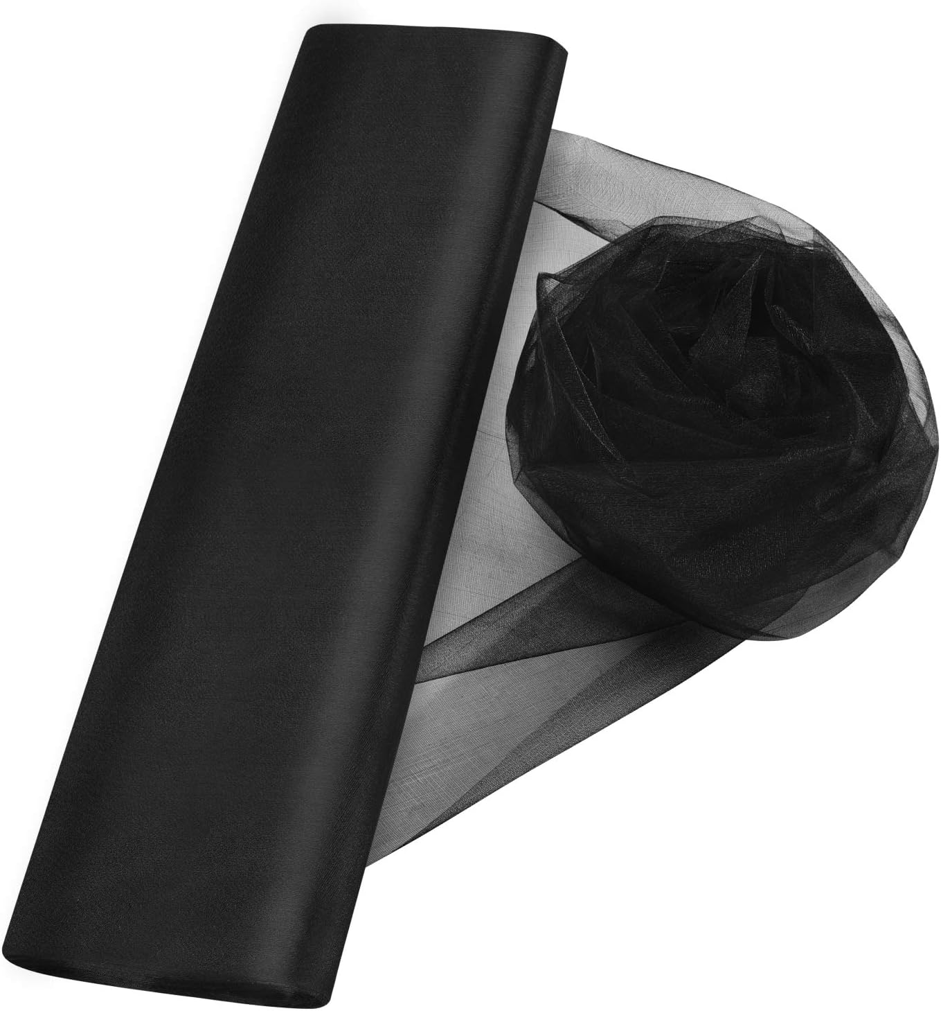 Crystal Organza Tulle Sheer Fabric Backdrop Curtains for Wedding Baby Shower Birthday Party Event Decor, 19” by 30 Yard (Black)