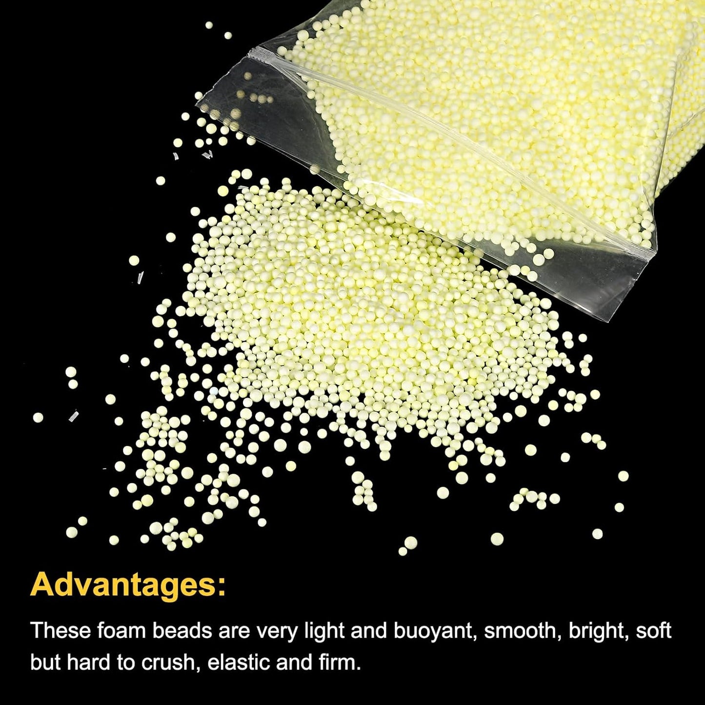 MECCANIXITY Foam Beads Foam Balls 2-3mm for Wedding and Party Decorations, Tiny Packing Balls, Arts DIY Crafts Supplies (Yellow,1 Pack Approx 8000pcs)