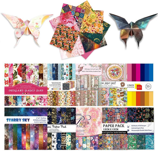 10 Different Packs Full Collection Origami Paper Kit 6 Inch Square Double Sided Color Vivid Colors Creation Easy Fold Paper Set Hand Crafts Paper Arts Creativity