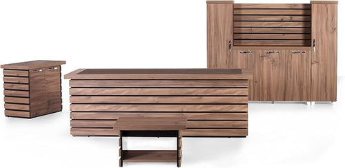 87" Wood Office Furniture Set of 4pcs | Executive Desk w/Leather Pad | Large - Image 2