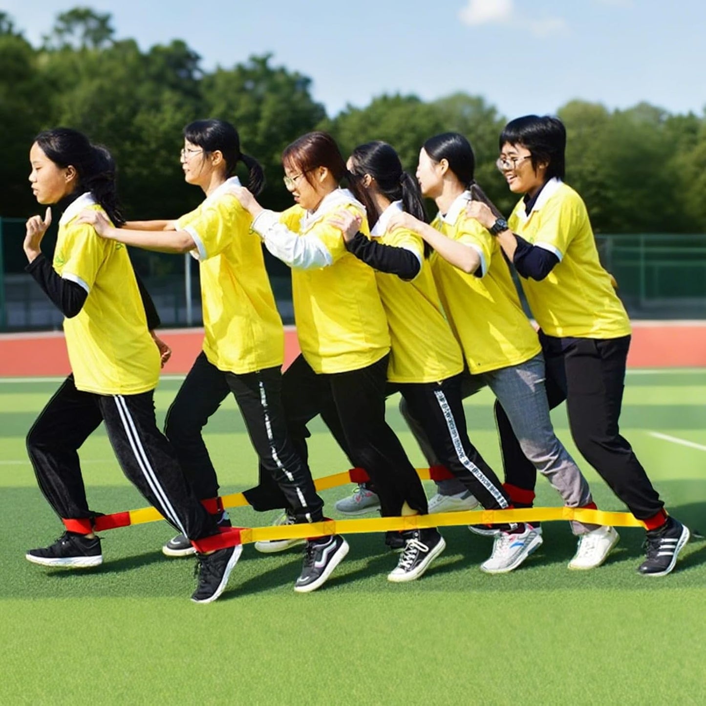 Sonyabecca Cooperative Band Walker 5-Legged Race Band Set Game Teamwork Training for Children Adult, 6-Legged Race Band 2 Sets 5-Legged Race Band