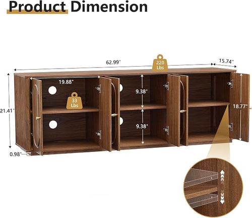 63'' Fluted Sideboard Buffet Cabinet - Image 2