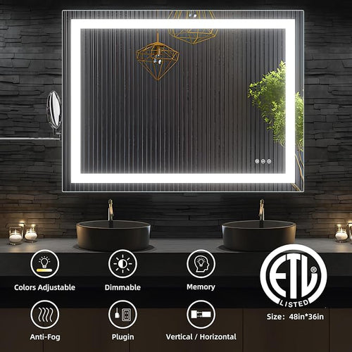 48" L x 36" W LED Bathroom Mirror - Image 2