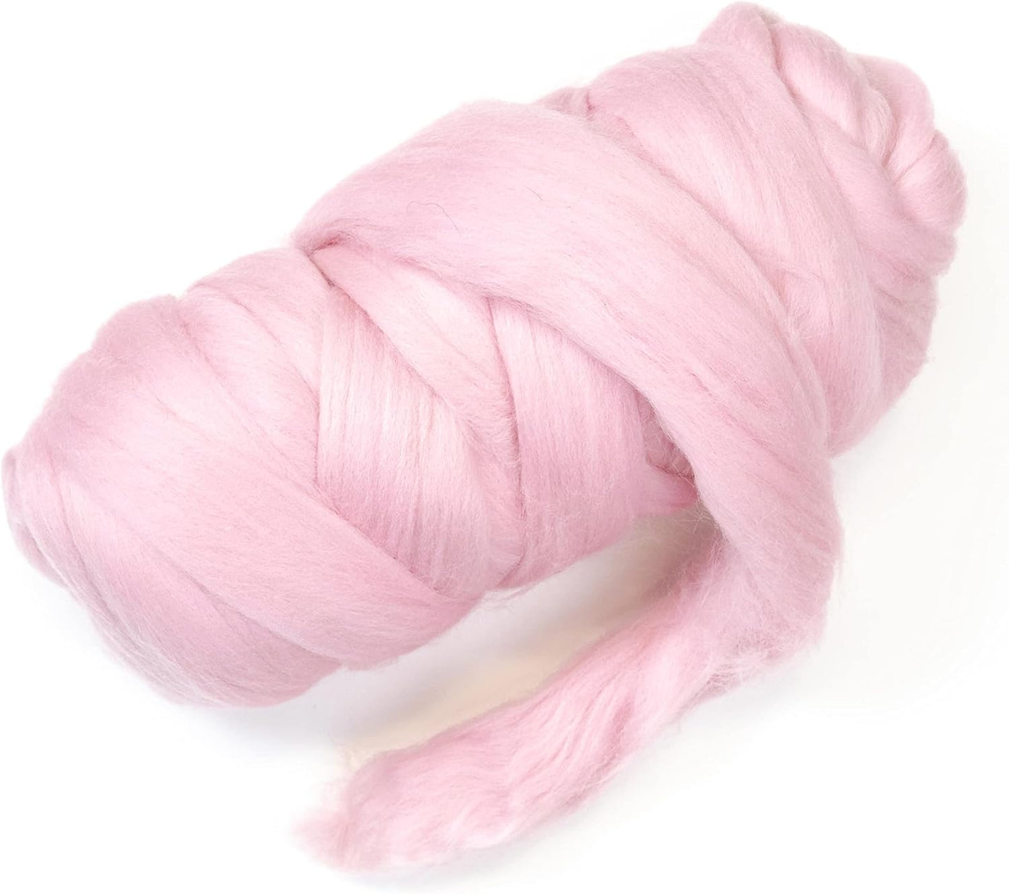 Kondoos Colored Natural Wool roving, 1 lb. Best Wool for Needle Felting, Wet Felting, handcrafts and Spinning. (Baby Pink, 1 lb)