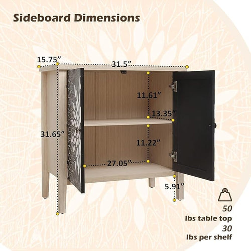 31" Modern Accent Cabinet with Storage, Storage Cabinet with 2 Carved Pattern - Image 2