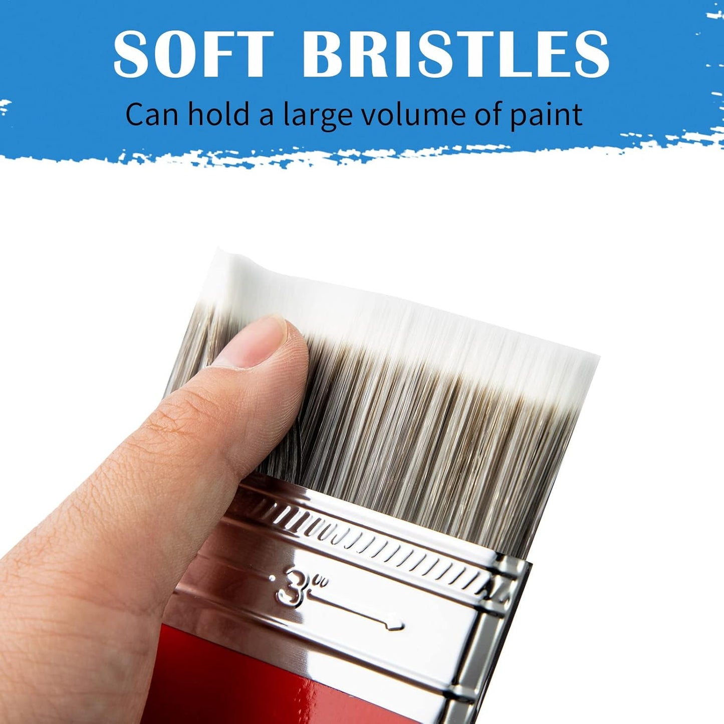 Falling in Art Flat Paddle Paint Brush with Long Handle, Large Scale Brush for Oil and Acrylic Paints, 3 Inch