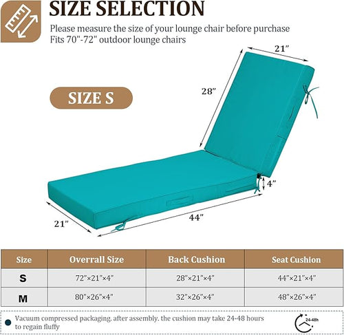 72x21x4in Lounge Cushions for Outdoor Furniture, Outdoor Lounge Chair Cushions - Image 2