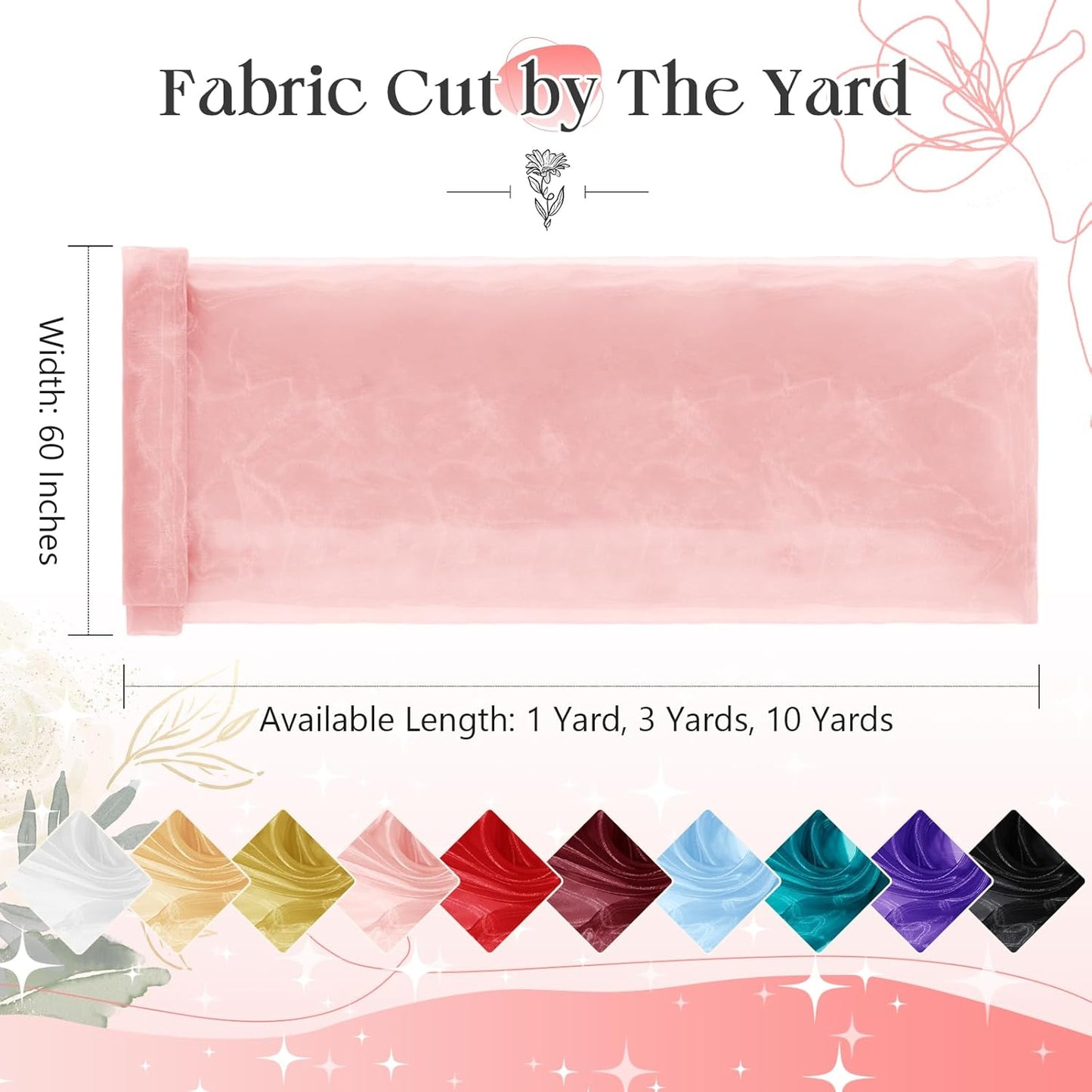 P Pothuiny Sheer Organza Fabric by The Yard, 1 Yard x 60 Inch Wide Bridal Light Pink Organza Tulle Fabric Roll Shiny Gauze Fashion Dress Sewing Craft for Wedding Party Decorations Backdrop