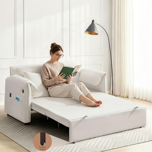 63" Velvet 3 in 1 Convertible Sleeper Sofa Bed, Pull Out Couch Bed Loveseat - Image 2