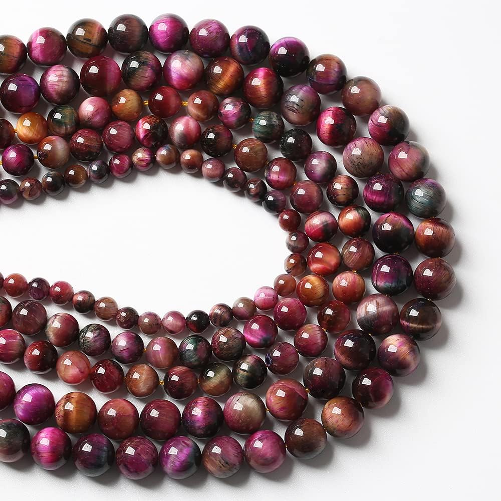 61pcs 6mm Top AAA Natural Tiger Eye Beads for Jewelry Making Rose Red Starry Sky Tiger Eye Stone Round Loose Beads DIY Bracelet Necklace Earrings