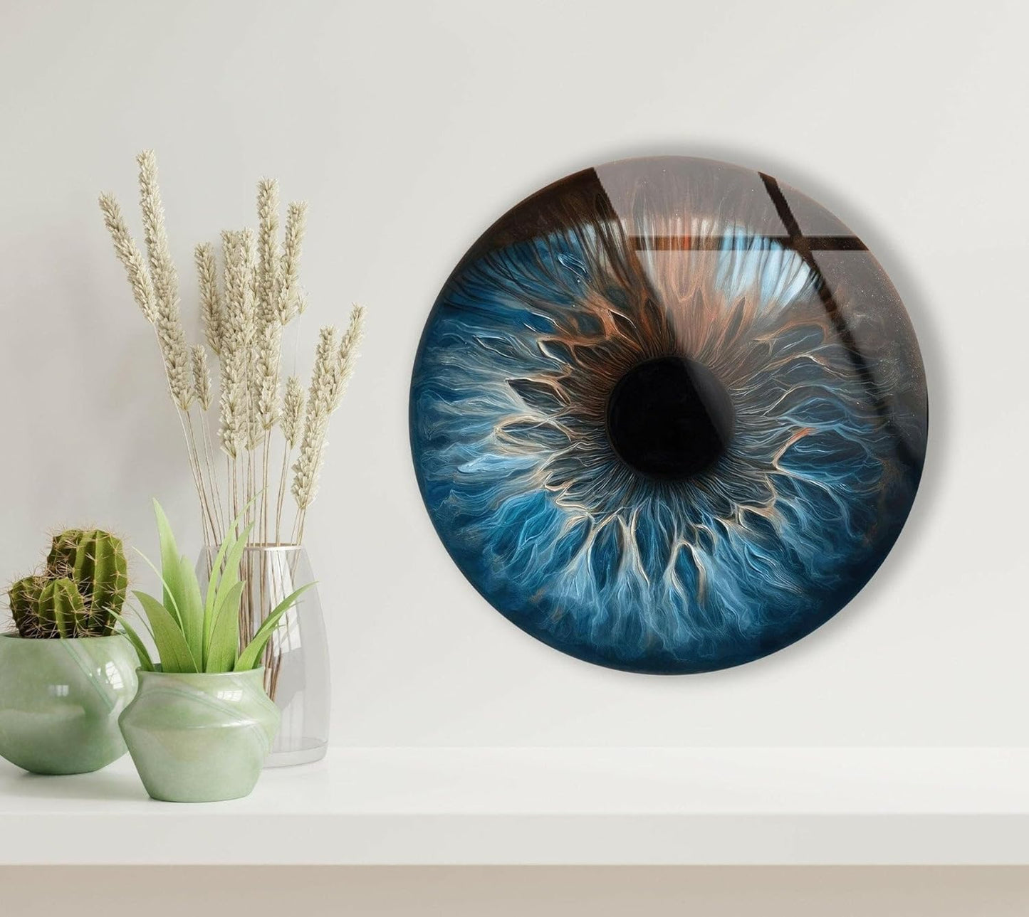 My Photostation.com 20''(50cm) Diameter Eye Round Blue Glass Wall Art Tempered Glass Printing Wall Decor Large Wall Art Wall Hangings